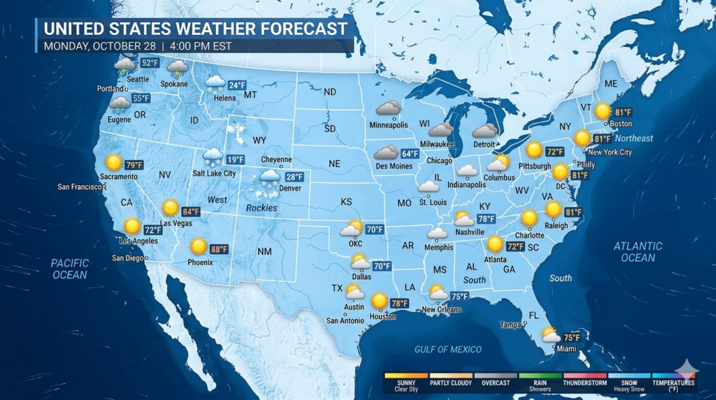 USA weather map today